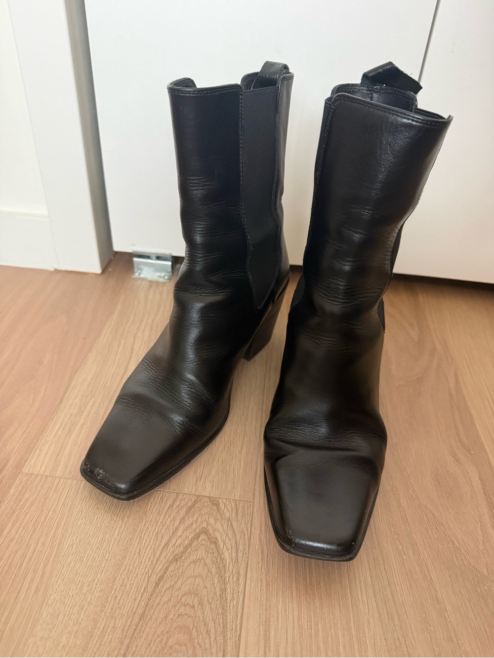 Thursday Black Leather Women’s Square-Toe Boots
